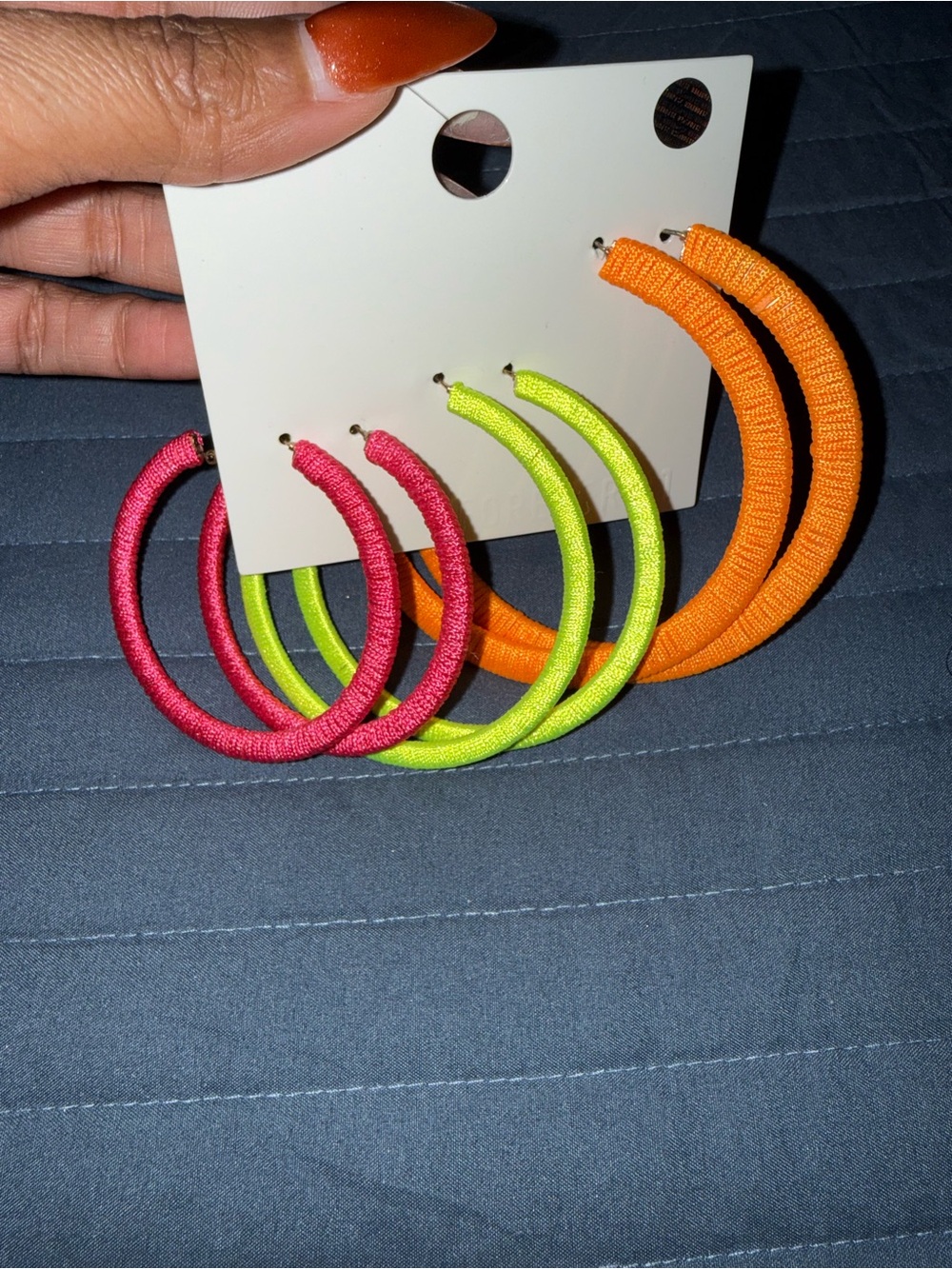 Neon Multi-Color Wrapped Hoop Earring Set - Pink, Lime & Orange